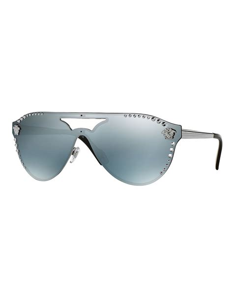 versace crystal shield sunglasses men|More.